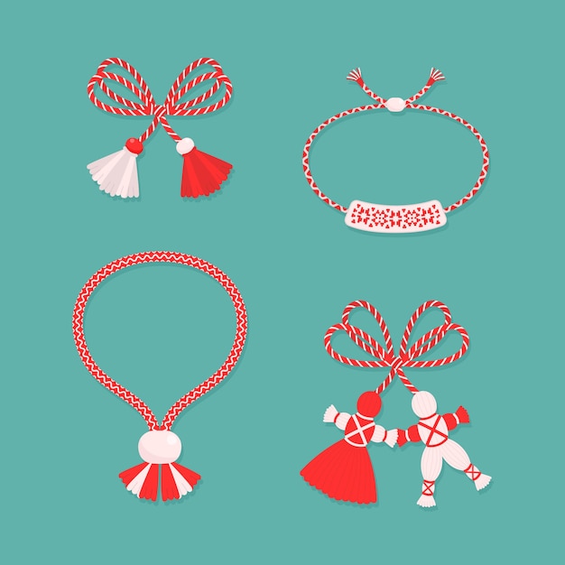 Free vector flat martenitsa collection