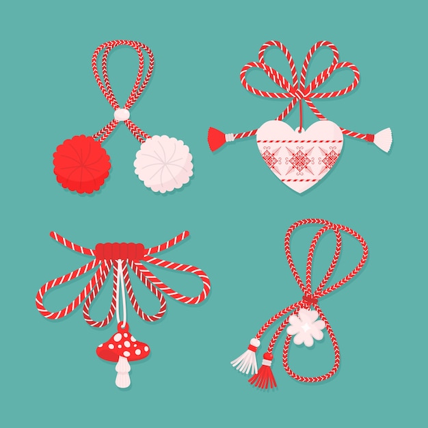 Free Vector flat martenitsa collection