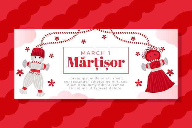 Free vector flat martisor horizontal banner