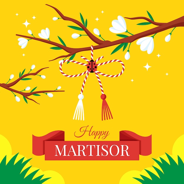 Free vector flat martisor illustration