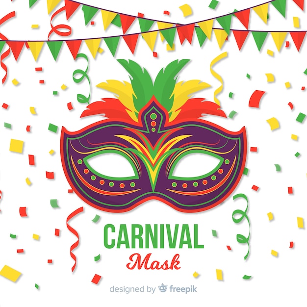 Flat mask brazilian carnival background