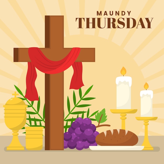 Flat maundy thursday illustration