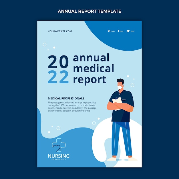 Free vector flat medical annual report template