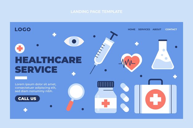 Flat medical design medical landing page