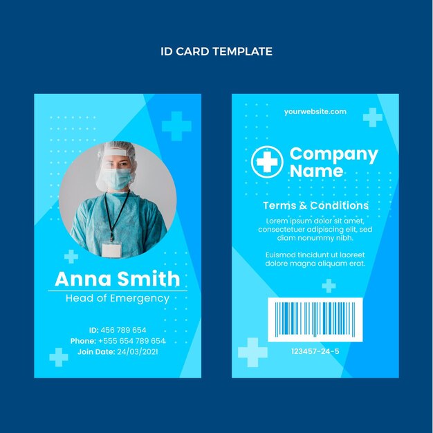 Flat medical id card template