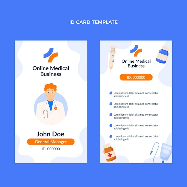 Free vector flat medical id card template