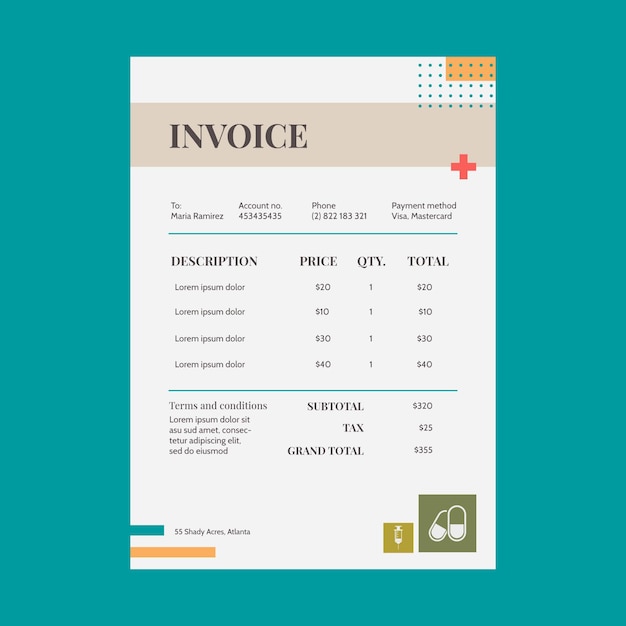 Flat medical invoice