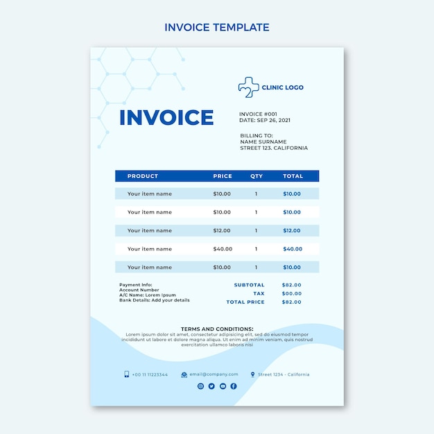 Flat medical invoice