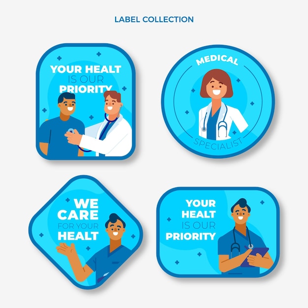 Flat medical labels collection