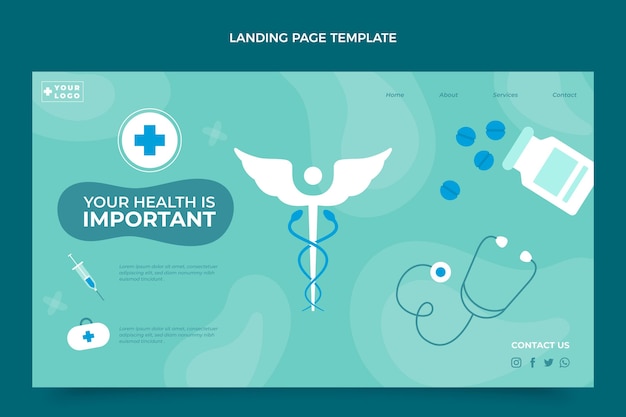 Flat medical landing page design template