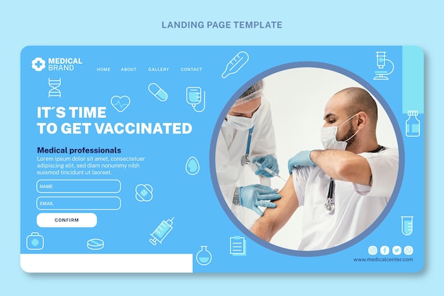 Flat medical landing page template