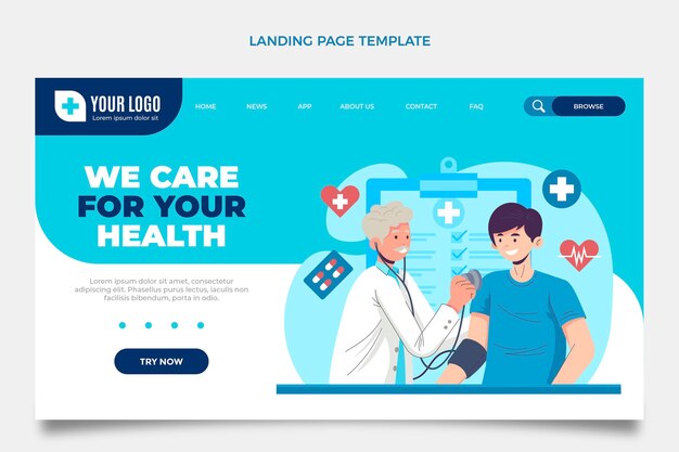 Flat medical landing page