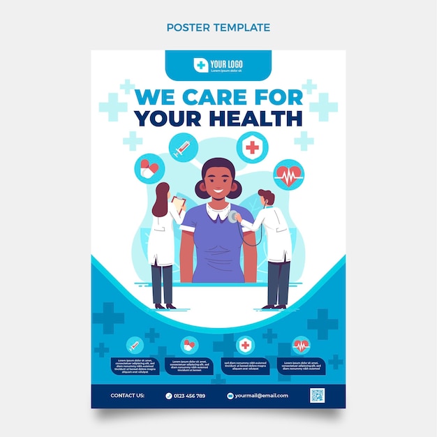 Flat medical poster template