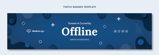 Flat medical twitch banner template