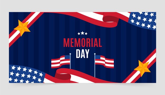 Flat memorial day horizontal banner template