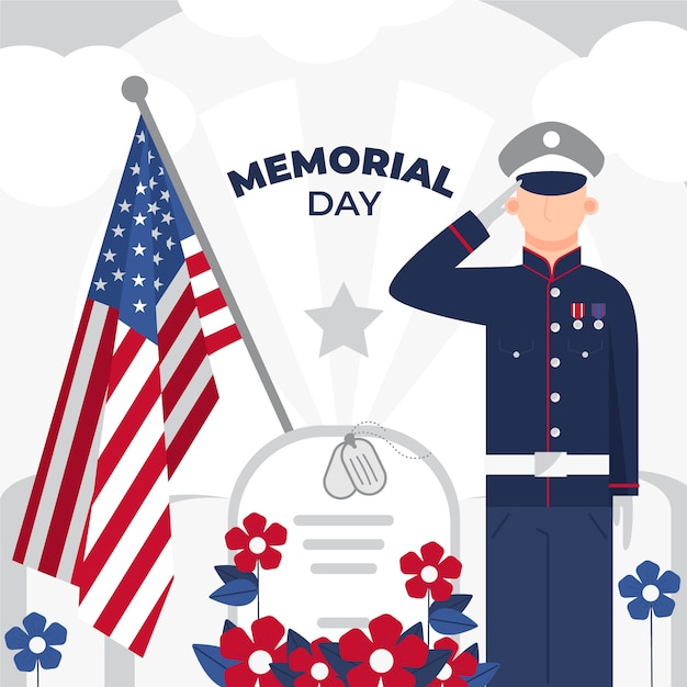 Flat memorial day illustration