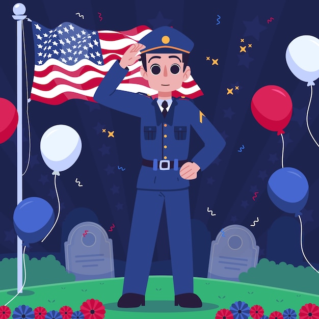 Flat memorial day illustration