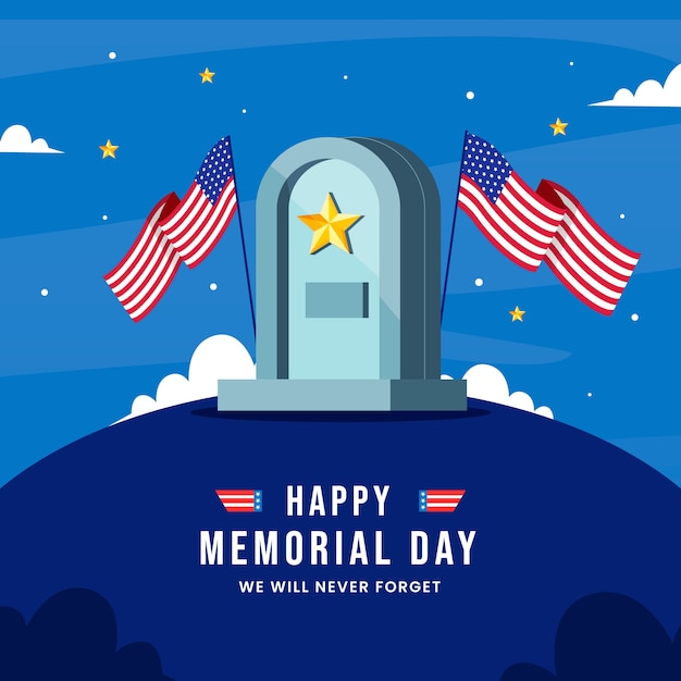 Free vector flat memorial day illustration