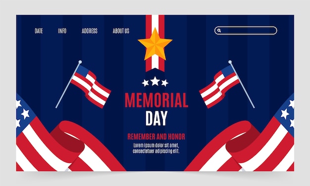 Flat memorial day landing page template