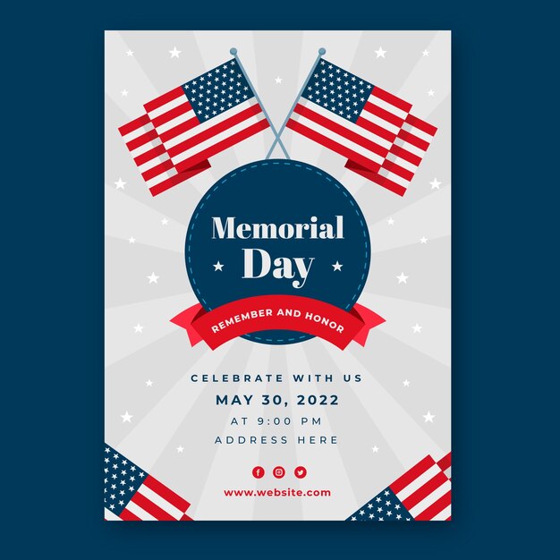 Flat memorial day vertical flyer template