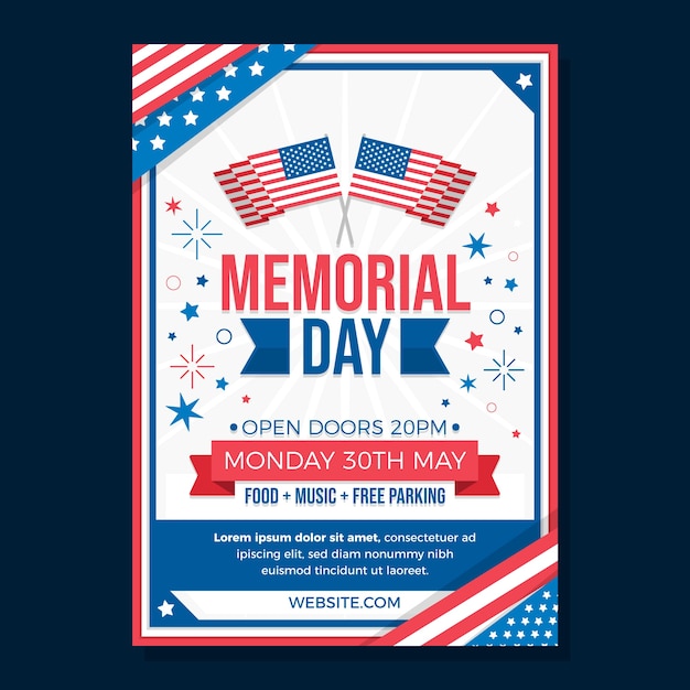 Flat memorial day vertical flyer template