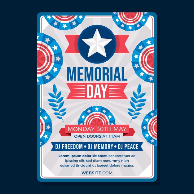 Flat memorial day vertical flyer template