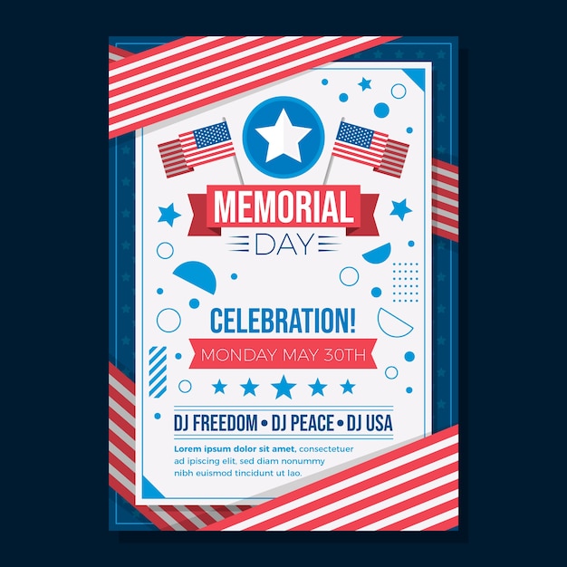 Flat memorial day vertical flyer template