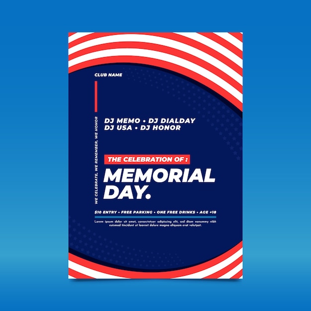 Flat memorial day vertical flyer template