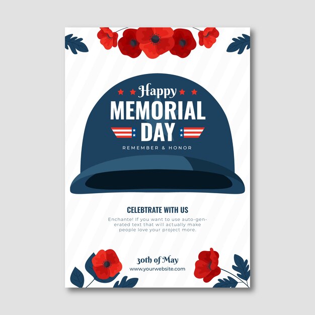 Flat memorial day vertical poster template