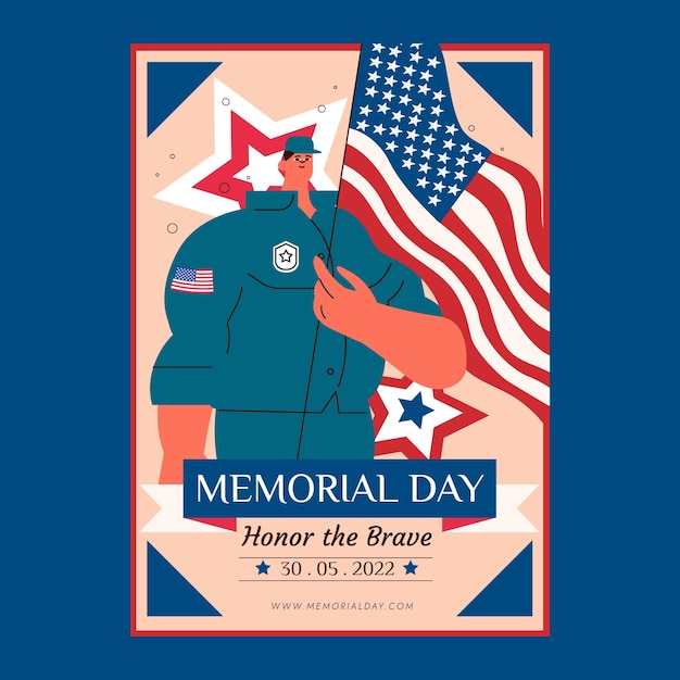 Free Vector flat memorial day vertical poster template