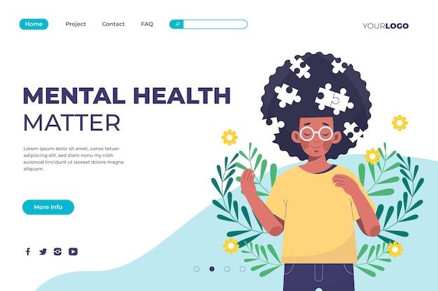 Flat mental health landing page template