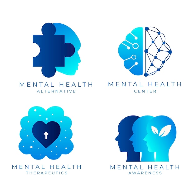 Free vector flat mental health logo collection