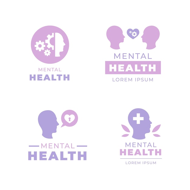 Flat mental health logo template collection