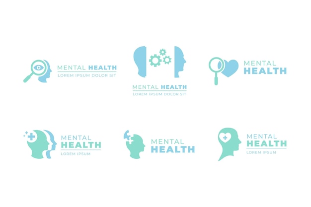 Flat mental health logo template collection