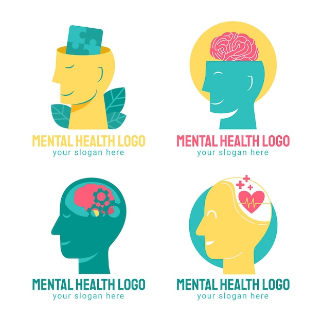 Flat mental health logos pack