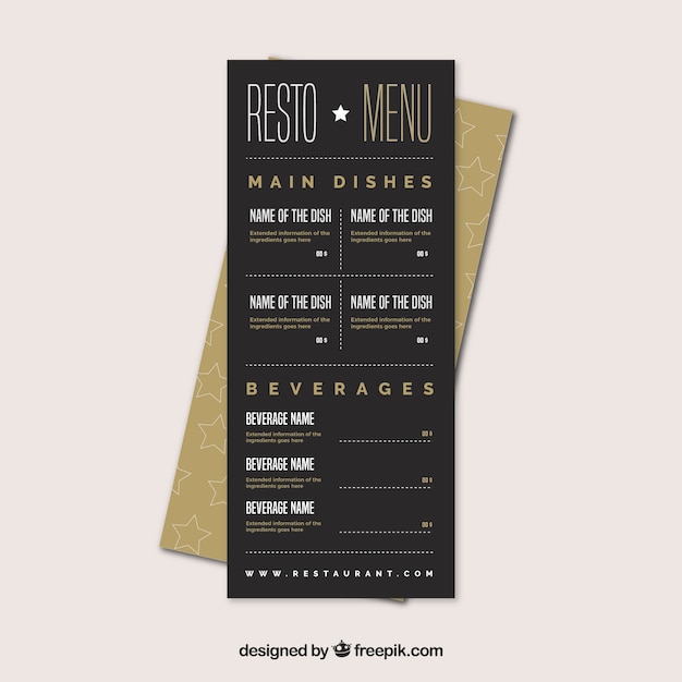 Free vector flat menu template for a restaurant