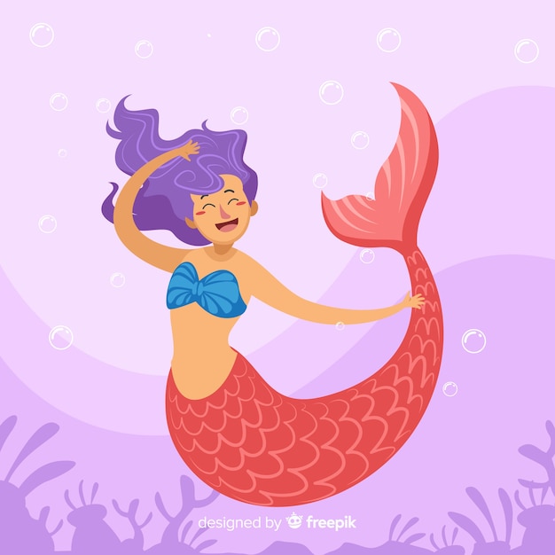 Flat mermaid background