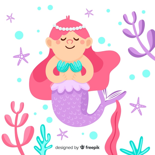 Flat mermaid background