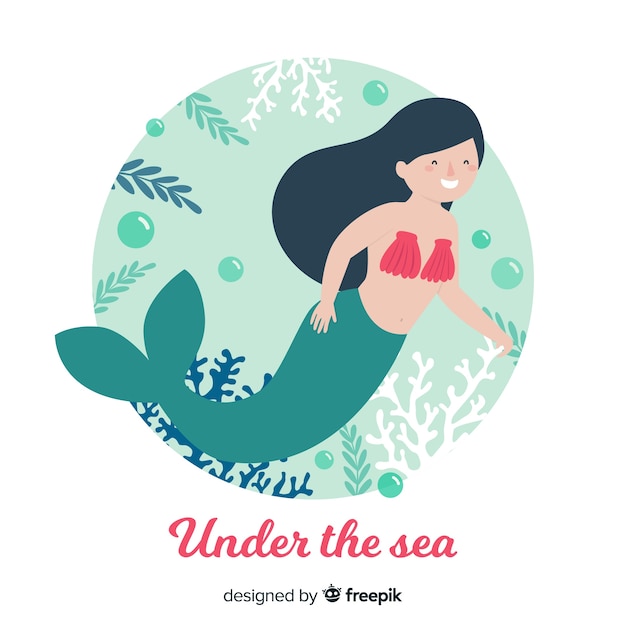 Free Vector flat mermaid background