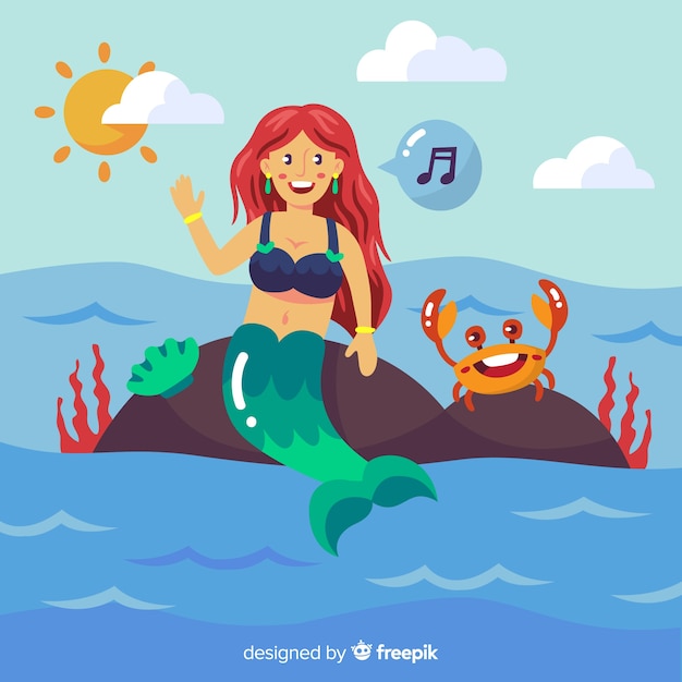 Free Vector flat mermaid background