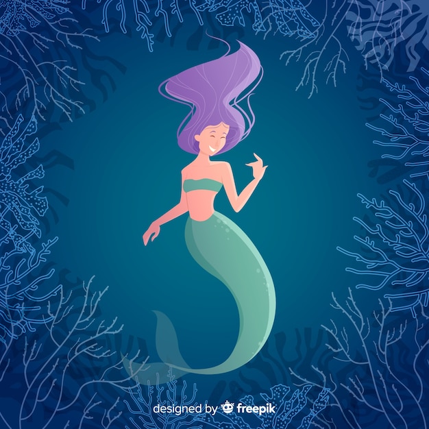 Free Vector flat mermaid background