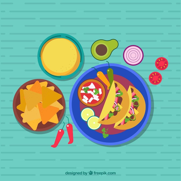 Free Vector flat mexican food background