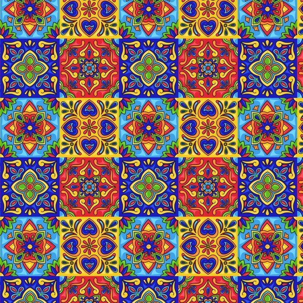 Flat mexican talavera pattern design