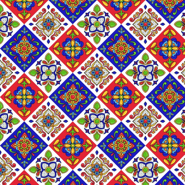 Flat mexican talavera pattern design