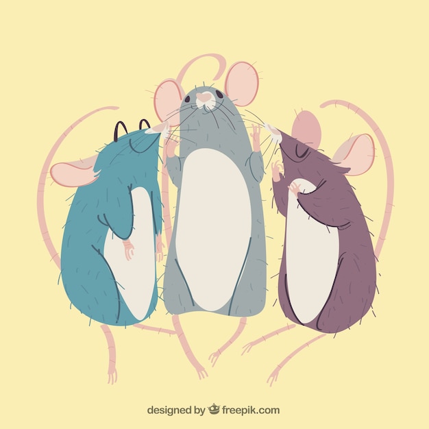 Free Vector flat mice collection with different poses