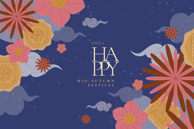 Flat mid-autumn festival background