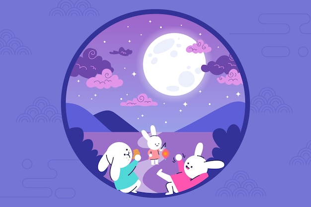 Flat mid-autumn festival background