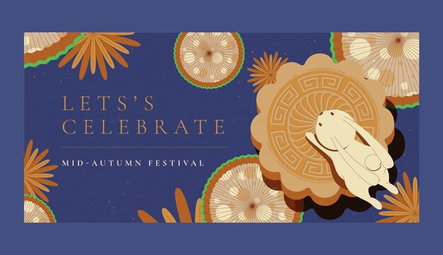 Flat mid-autumn festival horizontal banner template