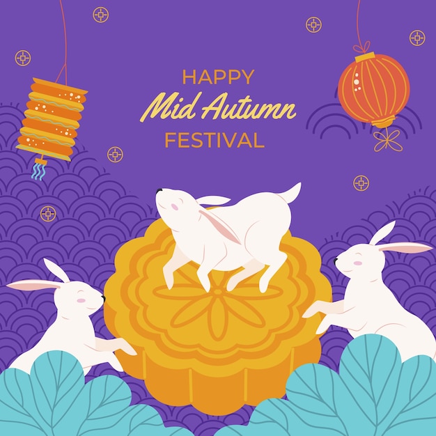 Flat mid-autumn festival illustration