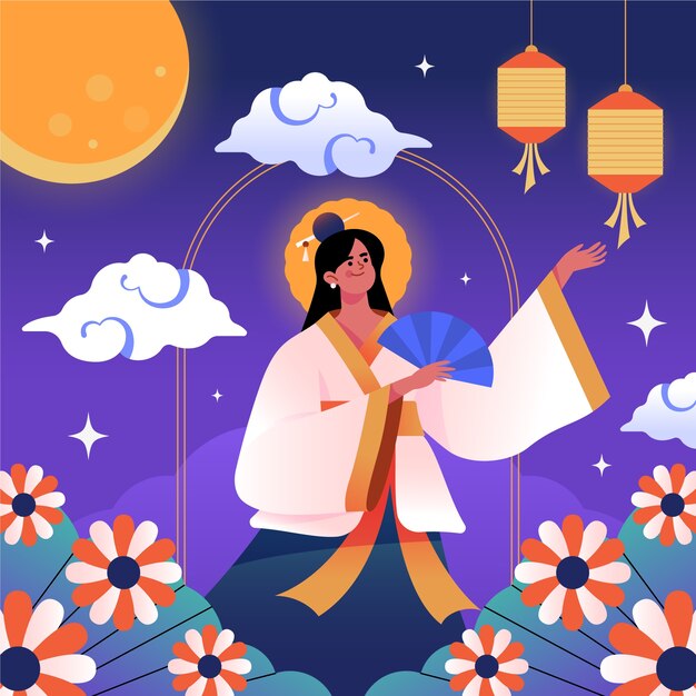 Flat mid-autumn festival illustration